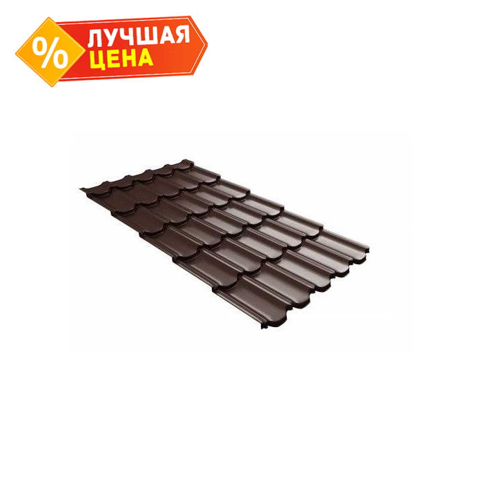 Металлочерепица Grand Line Kvinta plus 0,45 Полиэстер RAL8017 Шоколад | c 3D резом