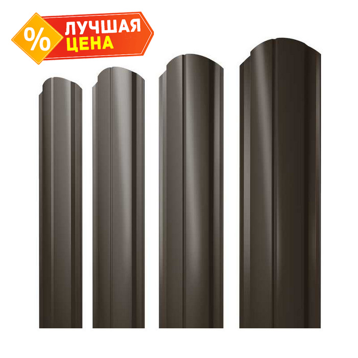 Штакетник Полукруглый Slim фигурный Grand Line 0,5 GreenCoat Pural BT, matt RR 32 Темно-Коричневый