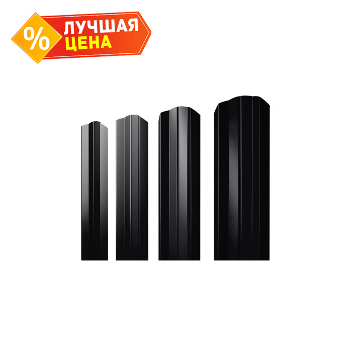 Штакетник М-образный А Grand Line 0,45 Полиэстер - double RAL9005 Черный
