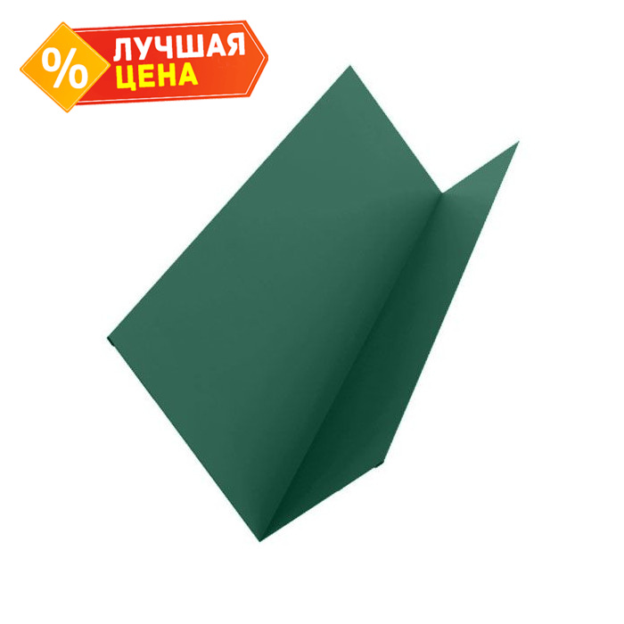 Планка примыкание верхнее к стене фальц 150х130х20 0,5 Satin с пленкой RAL 6005 зеленый мох