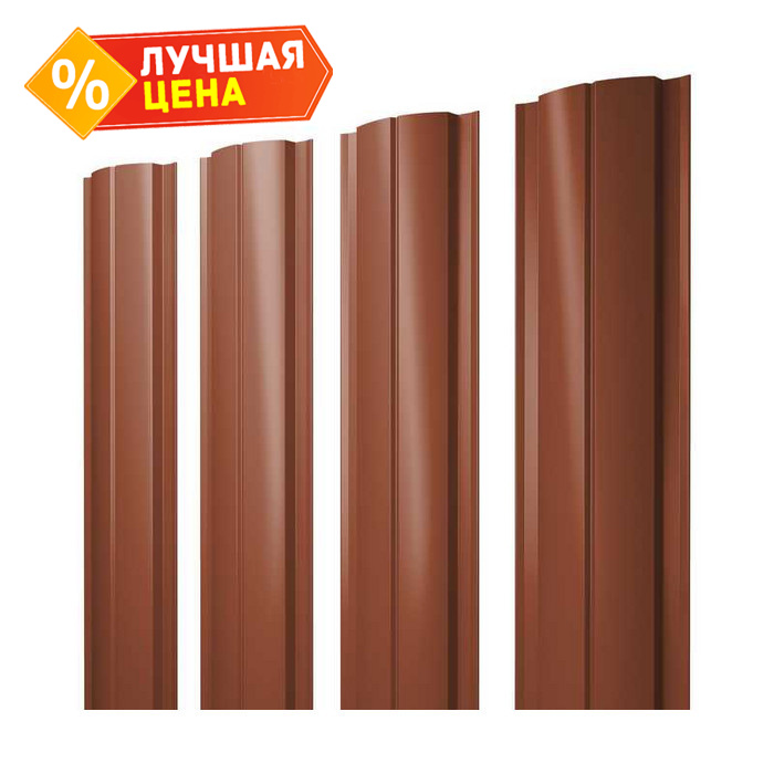 Штакетник Полукруглый Slim Grand Line 0,5 Satin Matt RAL8004 Терракота