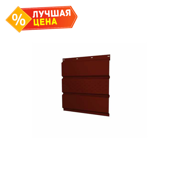 Софит металлический центральная перфорация 0,5 GreenCoat Pural BT с пленкой RR 29 красный (RAL3009 оксидно-красный)