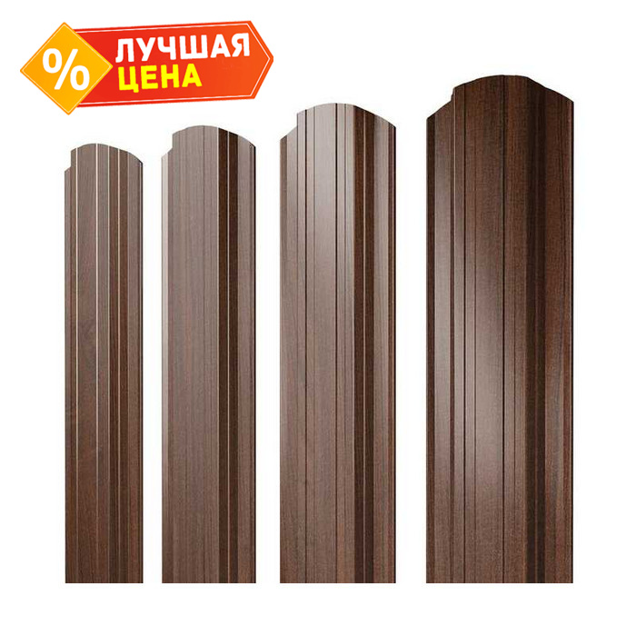 Штакетник Прямоугольный фигурный Grand Line 0,45 Print Elite Choco Wood Choco Wood