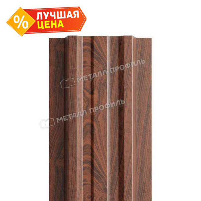 Штакетник Металл Профиль LАNE-T 0,5 ECOSTEEL® Мореный Дуб