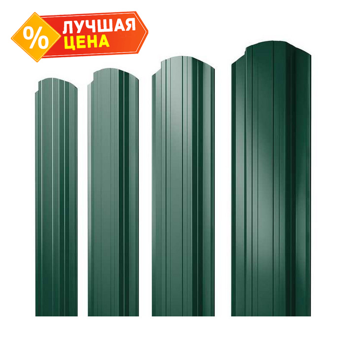 Штакетник Прямоугольный фигурный Grand Line 0,5 Satin RAL6005 Зеленый Мох