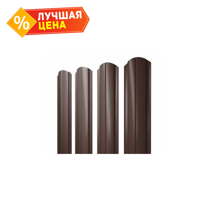 Штакетник Полукруглый Slim фигурный Grand Line 0,45 Drap TwinColor RAL8017 Шоколад