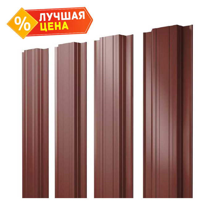 Штакетник Прямоугольный Grand Line 0,5 Satin RAL3009 Оксидно-Красный