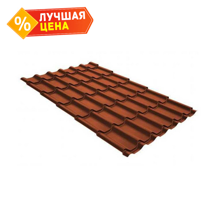 Металлочерепица Grand Line Монтеррей 0,5 GreenCoat Pural Matt BT RR 750 Кирпично-красный