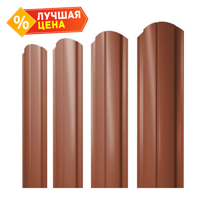 Штакетник Полукруглый Slim фигурный Grand Line 0,45 Drap RAL8004 Терракота