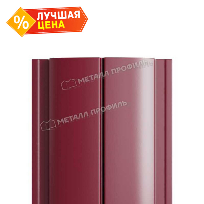 Штакетник Металл Профиль ELLIPSE-T 0,45 Полиэстер RAL3005 Красное вино