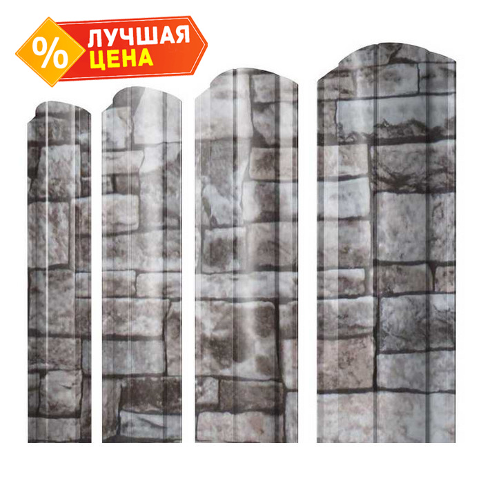 Штакетник Круглый фигурный Grand Line 0,45 Print Elite Fine Stone Fine Stone