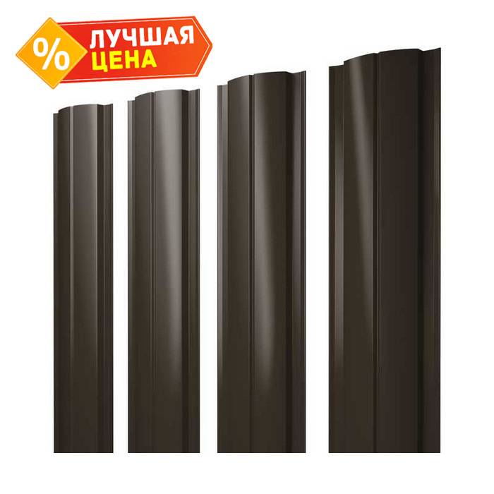 Штакетник Полукруглый Slim Grand Line 0,5 Satin RR 32 Темно-Коричневый