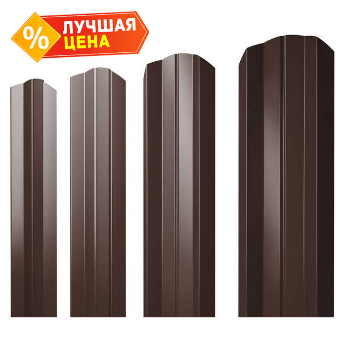 Штакетник М-образный А фигурный Grand Line 0,45 Drap TwinColor RAL8017 Шоколад