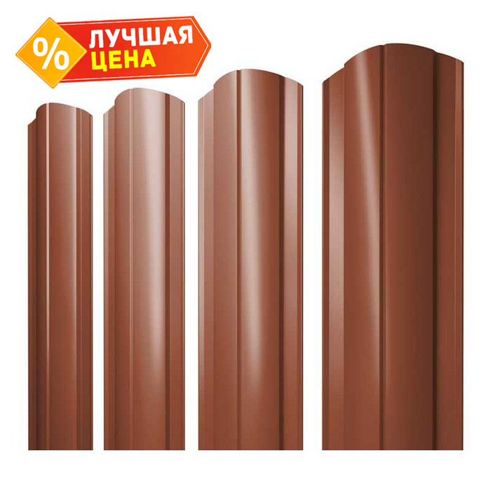 Штакетник Прямоугольный фигурный Grand Line 0,5 Satin RAL8004 Терракота