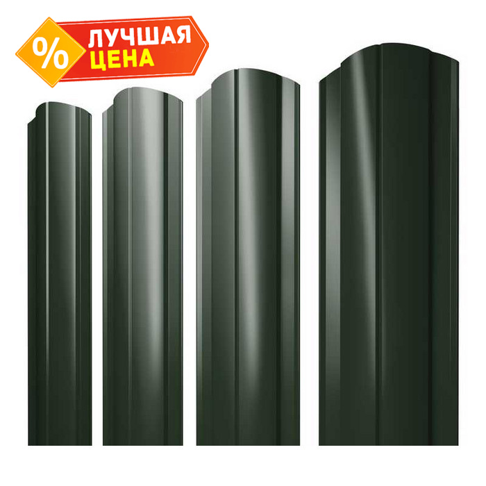 Штакетник Круглый фигурный Grand Line 0,5 GreenCoat Pural BT, matt RR 11 Темно-Зеленый