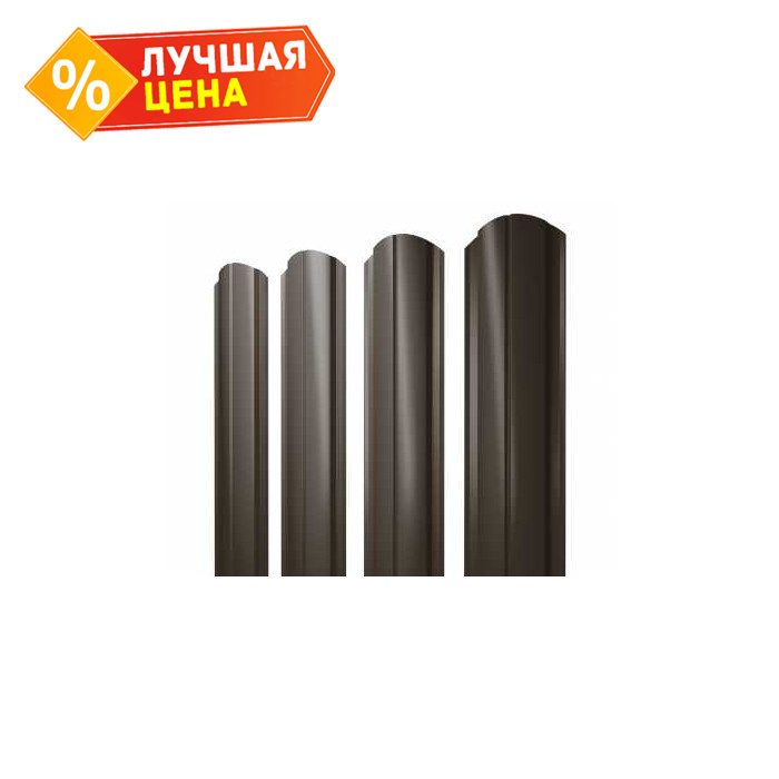 Штакетник Полукруглый Slim фигурный Grand Line 0,45 Drap ST RR 32 Темно-Коричневый