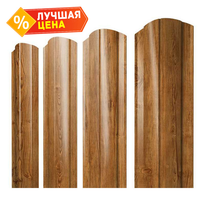 Штакетник Круглый фигурный Grand Line 0,45 Print-double Elite Golden Wood Golden Wood