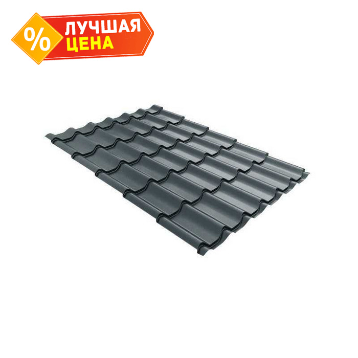 Металлочерепица Grand Line Монтеррей 0,5 GreenCoat Pural Matt BT RAL 7016 Антрацитово-серый