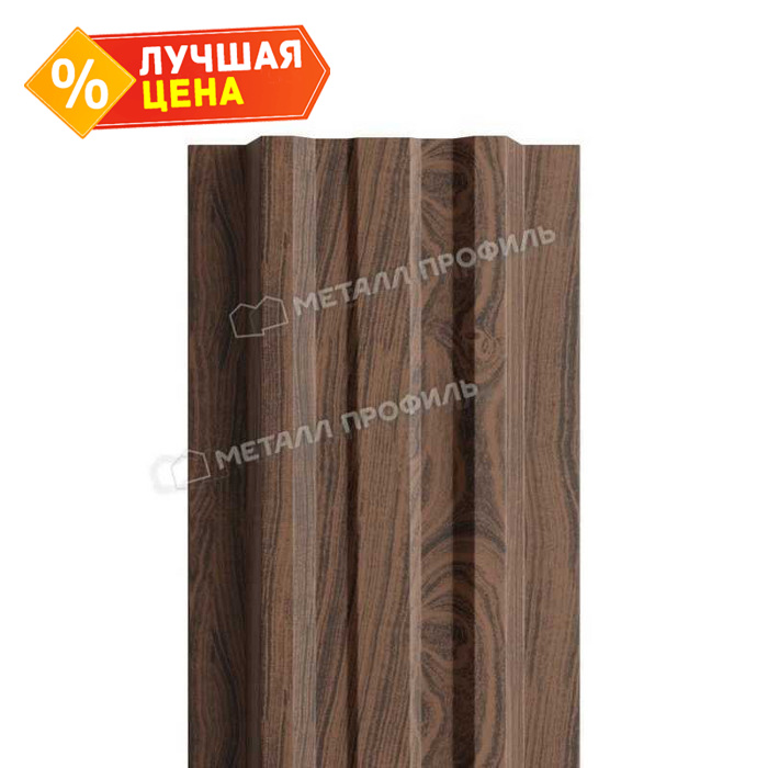 Штакетник Металл Профиль LАNE-T 0,5 ECOSTEEL® матовый Мореный Дуб