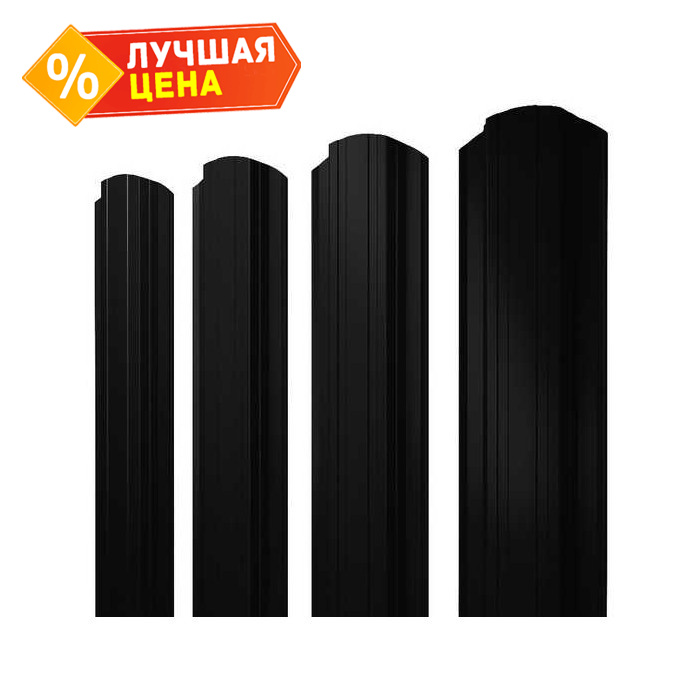 Штакетник Прямоугольный фигурный Grand Line 0,45 Drap RAL9005 Черный