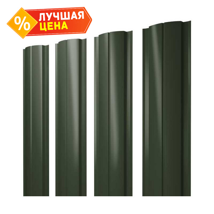 Штакетник Полукруглый Slim Grand Line 0,5 Velur RAL6020 Хромовая Зелень