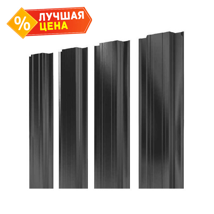 Штакетник Прямоугольный Grand Line 0,5 Velur RAL9005 Черный