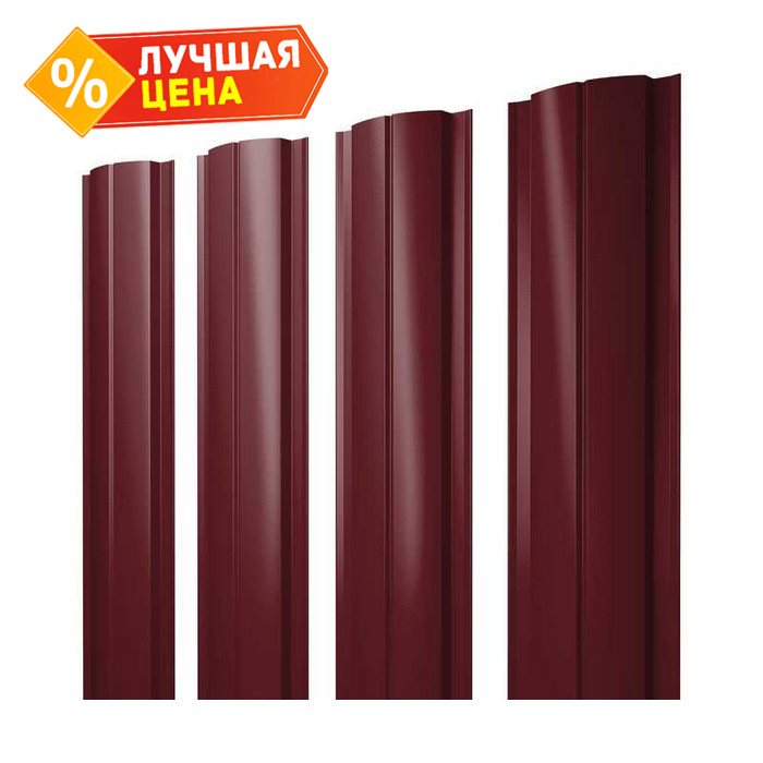 Штакетник Полукруглый Slim Grand Line 0,4 Полиэстер RAL3005 Красное Вино