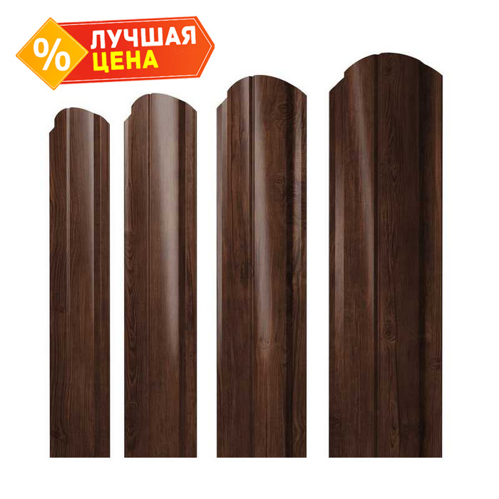 Штакетник Полукруглый Slim фигурный Grand Line 0,45 Print Elite Cherry Wood Cherry Wood