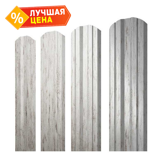 Штакетник Twin фигурный 0,45 Print Elite Snow Wood