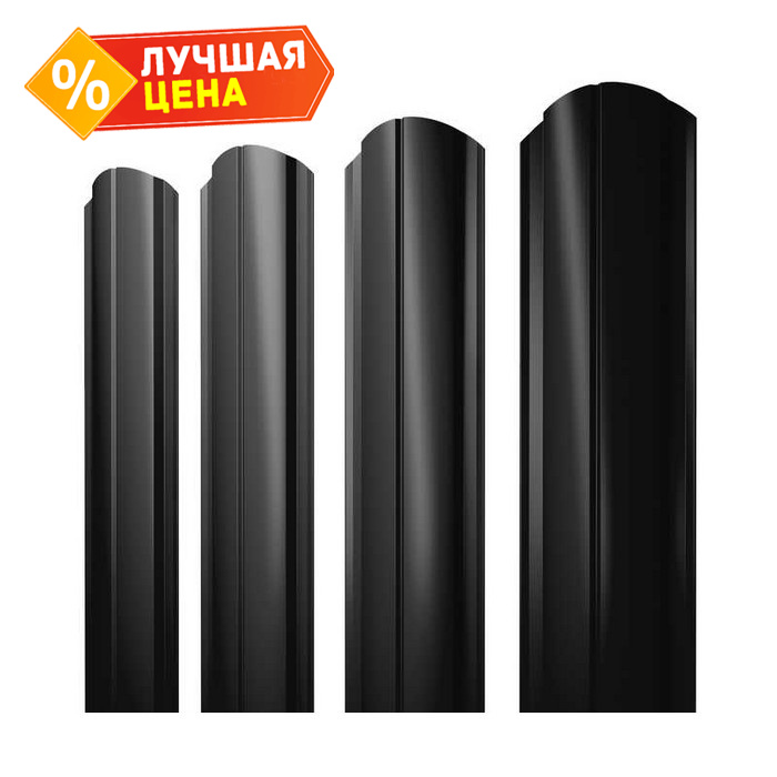 Штакетник Полукруглый Slim фигурный Grand Line 0,5 Satin RAL9005 Черный