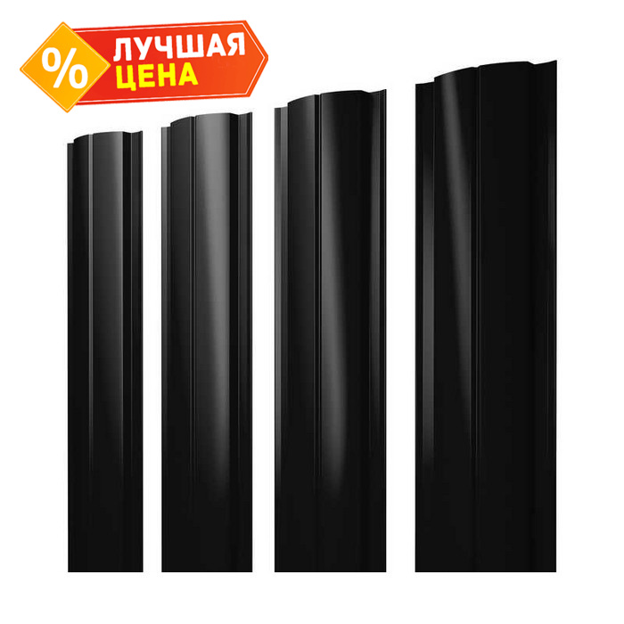 Штакетник Полукруглый Slim Grand Line 0,5 Satin Matt RAL9005 Черный