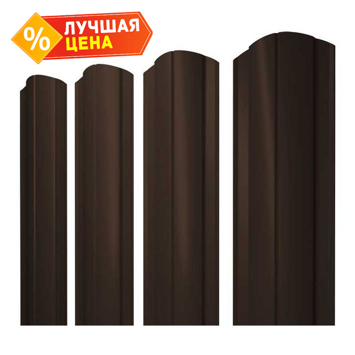 Штакетник Круглый фигурный Grand Line 0,5 Rooftop Matte RAL8017 Шоколад