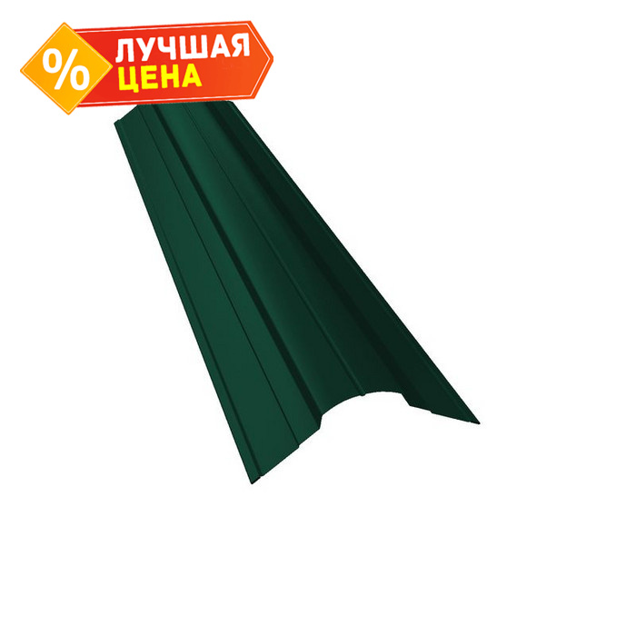 Планка конька фигурного 70x70 0,5 Satin с пленкой RAL 6005 зеленый мох