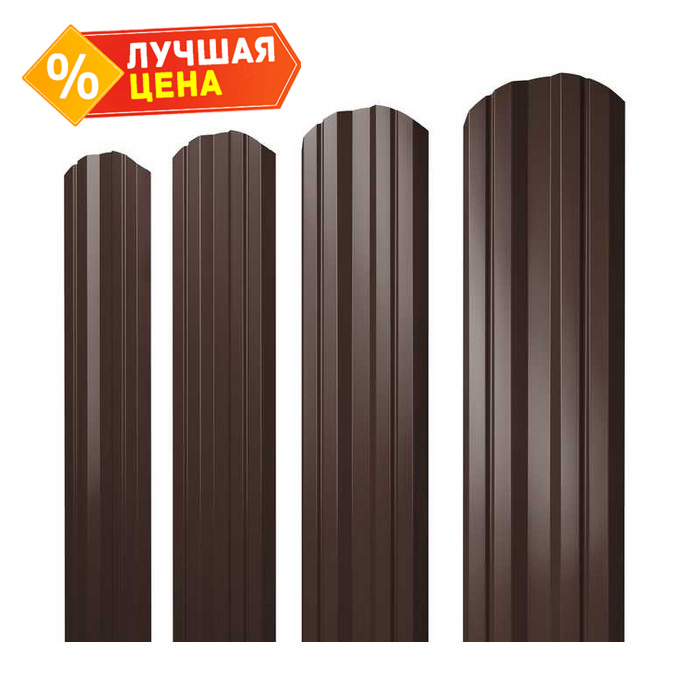 Штакетник Twin фигурный Grand Line 0,5 Velur RAL8017 Шоколад