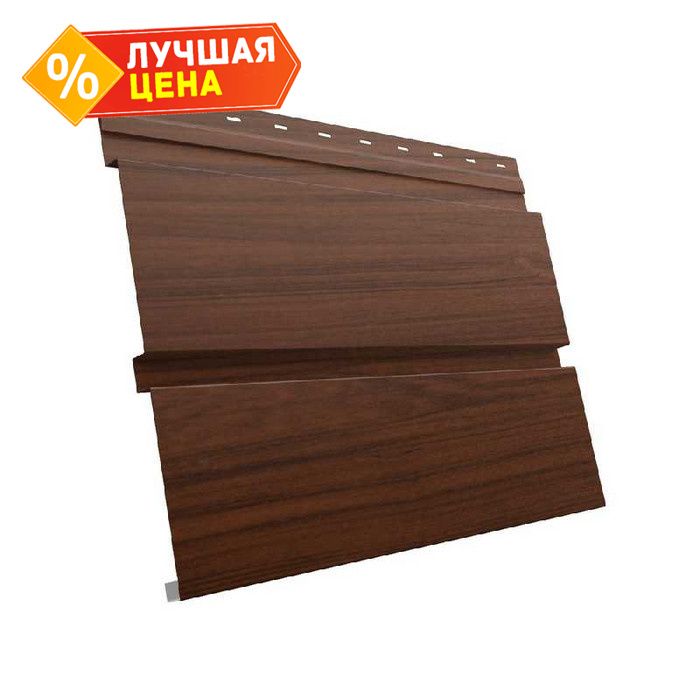 Металлический софит Квадро брус без перфорации 0,45 Print Elite Choco Wood