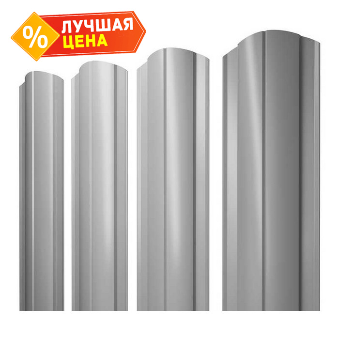 Штакетник Круглый фигурный Grand Line 0,5 Satin RAL9006 Бело-Алюминиевый