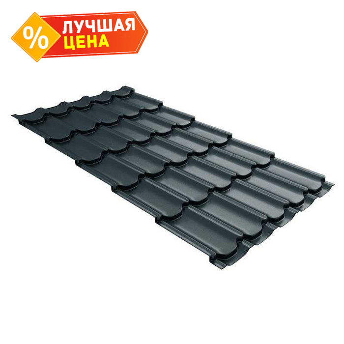 Металлочерепица Grand Line Kvinta plus (Квинта Плюс) 0,5 Quarzit RAL 7024 Мокрый асфальт