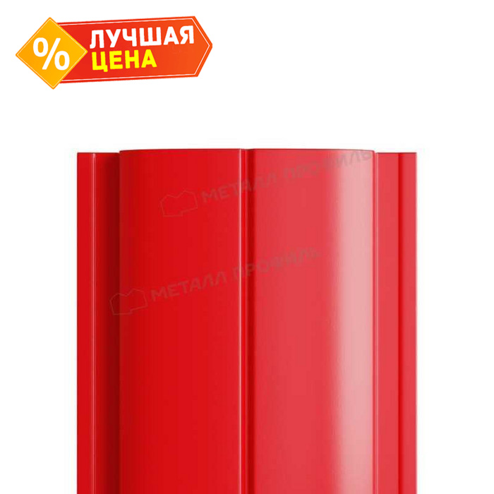 Штакетник Металл Профиль ELLIPSE-T 0,5 NormanMP RAL3020 Красный насыщенный