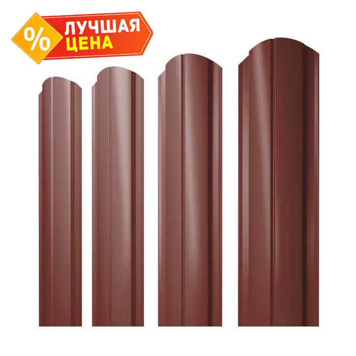 Штакетник Полукруглый Slim фигурный Grand Line 0,5 Satin RAL3009 Оксидно-Красный