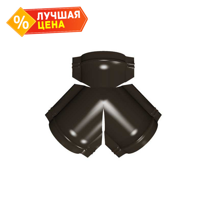 Тройник Y конька полукруглого Rooftop Matte с пленкой RR 32 темно-коричневый