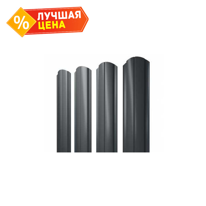 Штакетник Полукруглый Slim фигурный Grand Line 0,45 Полиэстер - double RAL7016 Антрацитово-Серый