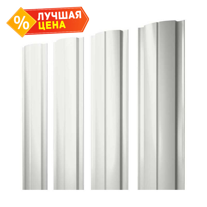 Штакетник Полукруглый Slim Grand Line 0,5 Satin RAL9003 Сигнальный Белый