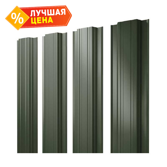 Штакетник Прямоугольный Grand Line 0,5 Velur RAL6020 Зеленый Хром