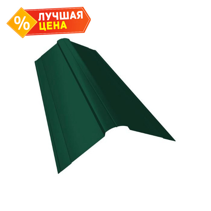 Планка конька фигурного 100x100 0,5 Satin с пленкой RAL 6005 зеленый мох