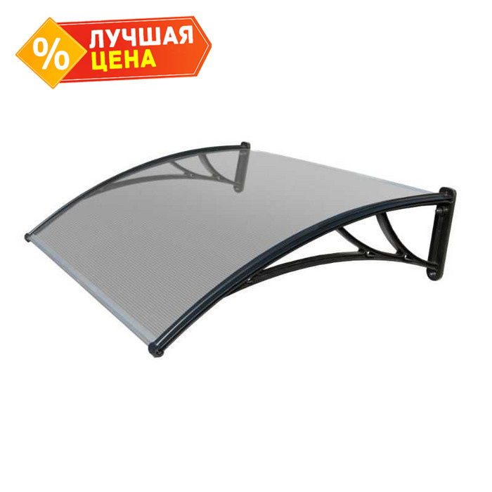 Козырьки Krovent из поликарбоната 1200х930х280 прозрачный (черный кроншт)