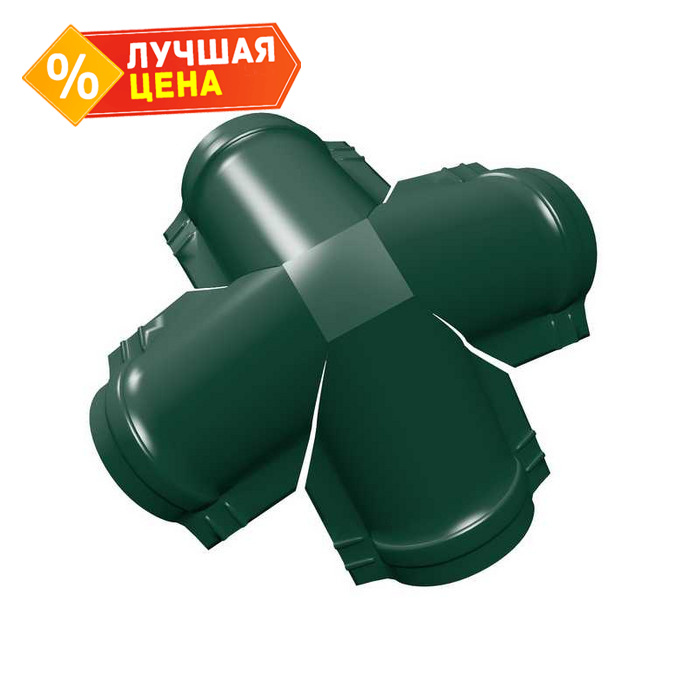 Четверник конька полукруглого Satin с пленкой RAL 6005 зеленый мох