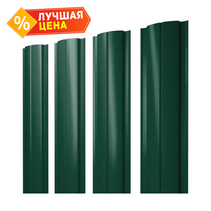 Штакетник Полукруглый Slim Grand Line 0,5 Satin RAL6005 Зеленый Мох