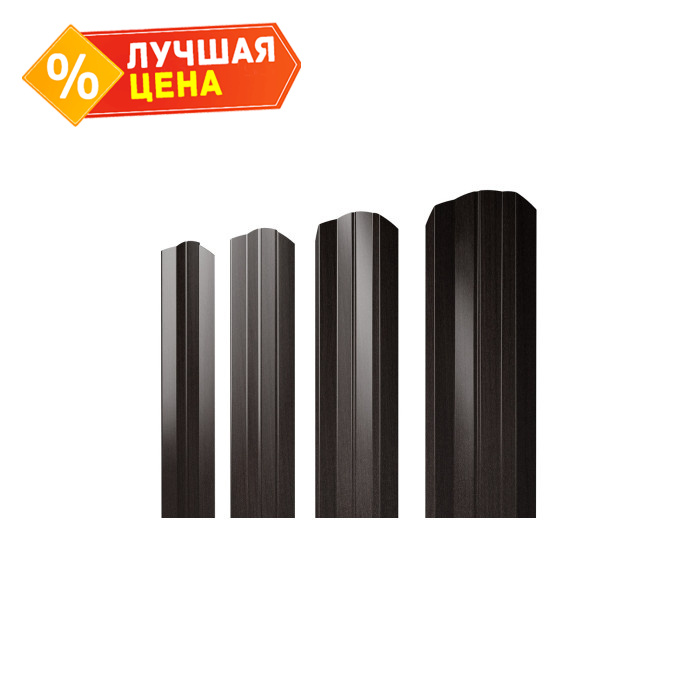 Металлический штакетник М-образный B фигурный Grand Line 0,45 Print Elite Coffee Wood Coffee Wood