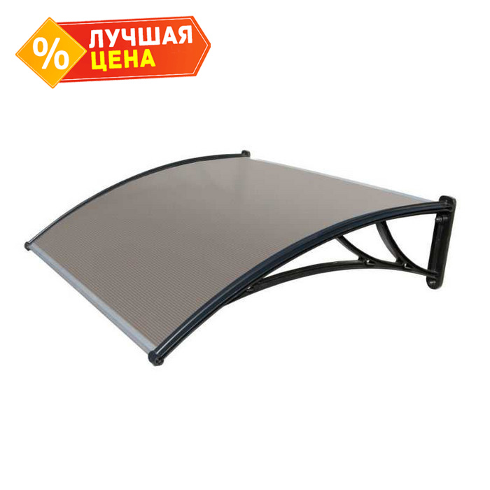 Козырьки Krovent из поликарбоната 1500х930х280 бронзовый (черный кроншт)