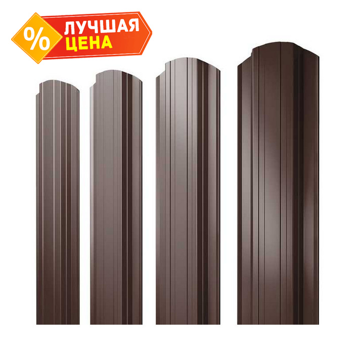 Штакетник Прямоугольный фигурный Grand Line 0,5 GreenCoat Pural BT, matt RR 887 Шоколадно-Коричневый